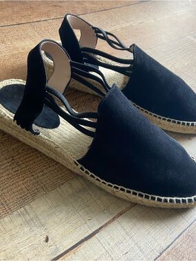 Black Espadrille Slingback Flats 9